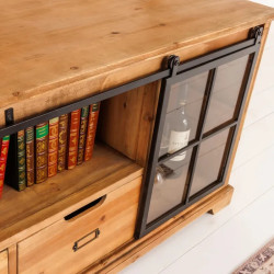Meuble TV industriel pin et métal HERITAGE 160cm