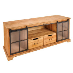 Meuble TV industriel pin et métal HERITAGE 160cm