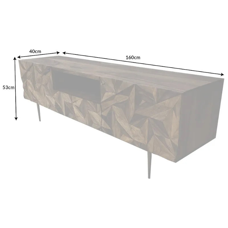 Meuble TV palissandre ALPINE 160cm style scandinave