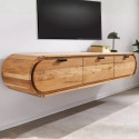 Meuble TV arrondi suspendu en acacia massif ORGANIC 160cm