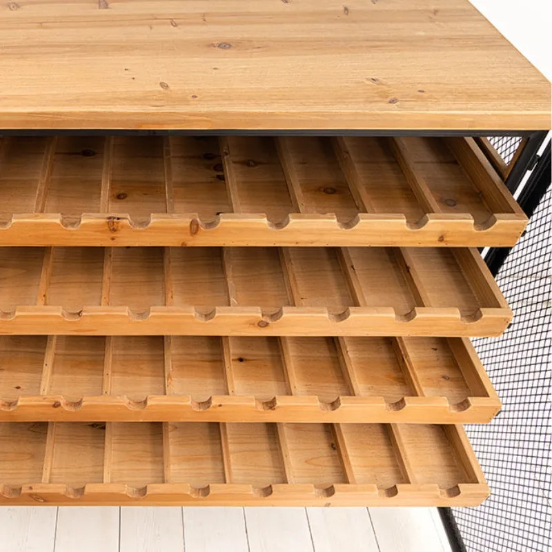 Meuble à vin en métal et sapin BODEGA 130cm 55 bouteilles