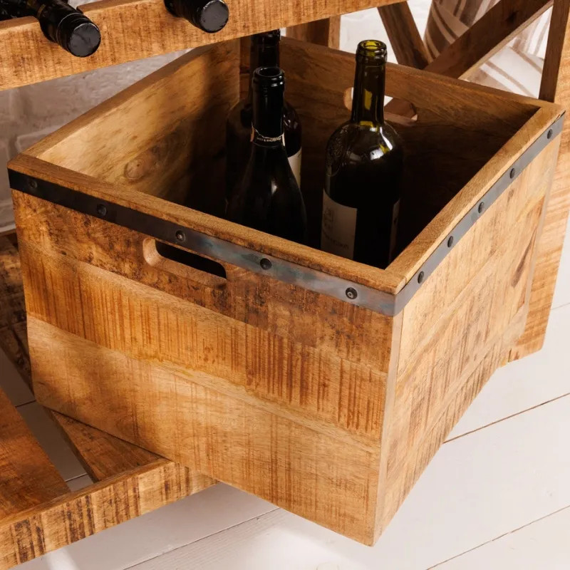 Meuble bar en manguier BODEGA 90cm sur roulettes