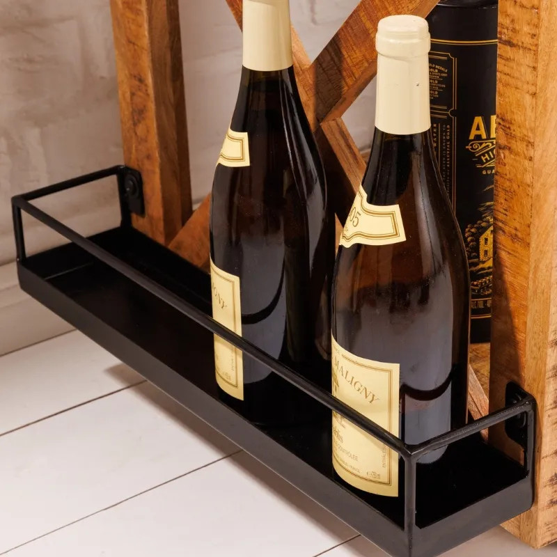 Meuble bar en manguier BODEGA 90cm sur roulettes
