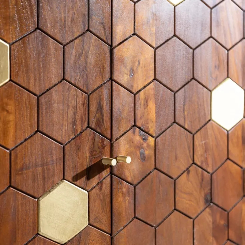 Meuble bar rétro en acacia MYSTIC LIVING 75cm 2 portes