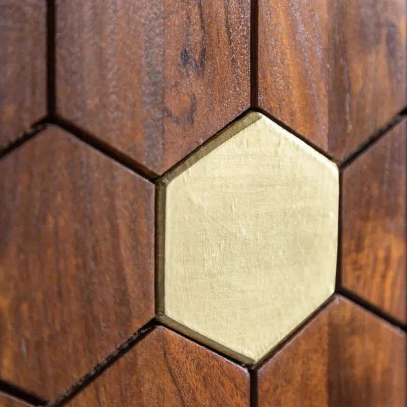 Meuble bar rétro en acacia MYSTIC LIVING 75cm 2 portes