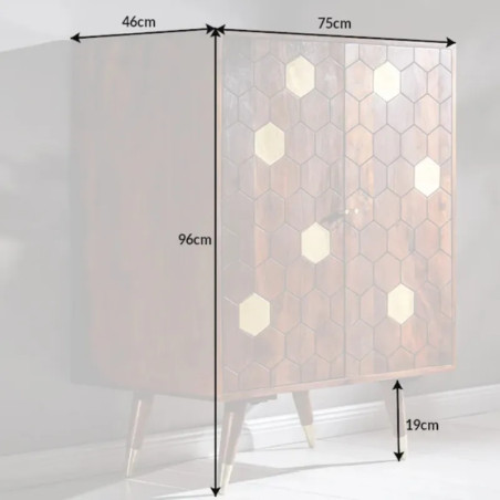 Meuble bar rétro en acacia MYSTIC LIVING 75cm 2 portes