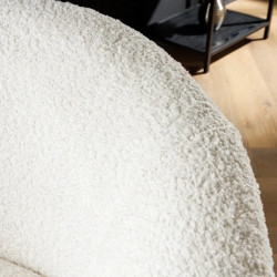 Fauteuil pivotant 360° tissu bouclé blanc ALPINE 76cm