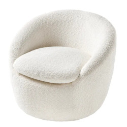 Fauteuil pivotant 360° tissu bouclé blanc ALPINE 76cm