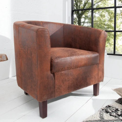 Fauteuil club en microfibres marron HEMINGWAY 74cm