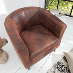 Fauteuil club en microfibres marron HEMINGWAY 74cm