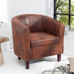 Fauteuil club en microfibres marron HEMINGWAY 74cm
