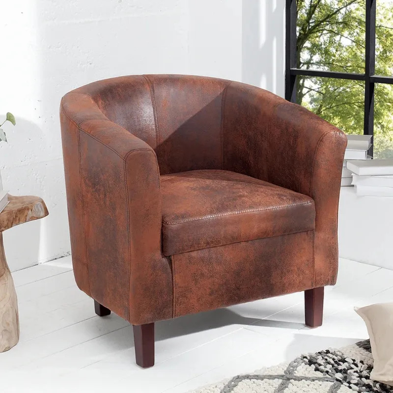 Fauteuil club en microfibres marron HEMINGWAY 74cm