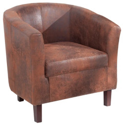 Fauteuil club en microfibres marron HEMINGWAY 74cm