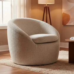 Fauteuil pivotant 360° tissu texturé beige ALPINE 76cm