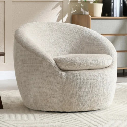 Fauteuil pivotant 360° tissu texturé beige ALPINE 76cm