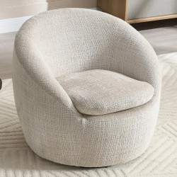 Fauteuil pivotant 360° tissu texturé beige ALPINE 76cm