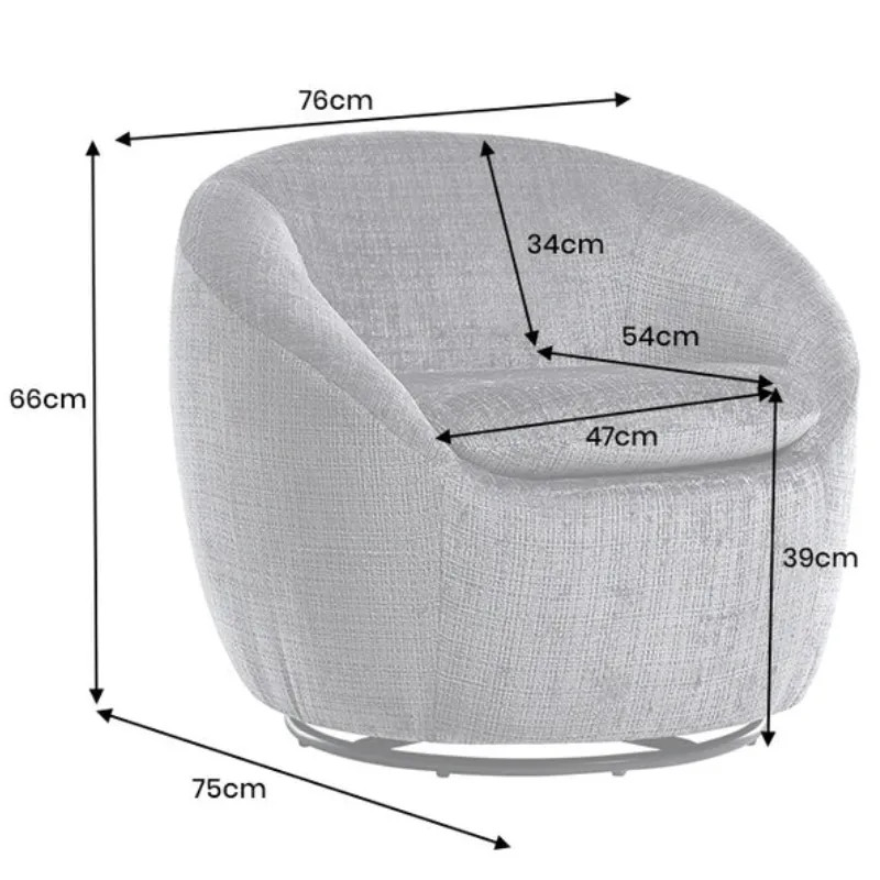 Fauteuil pivotant 360° tissu texturé gris ALPINE 76cm