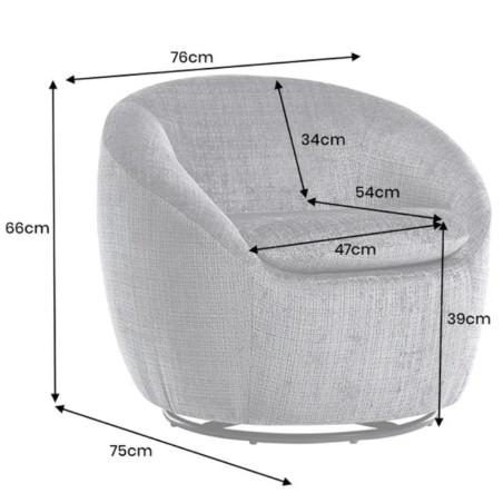 Fauteuil pivotant 360° tissu texturé gris ALPINE 76cm
