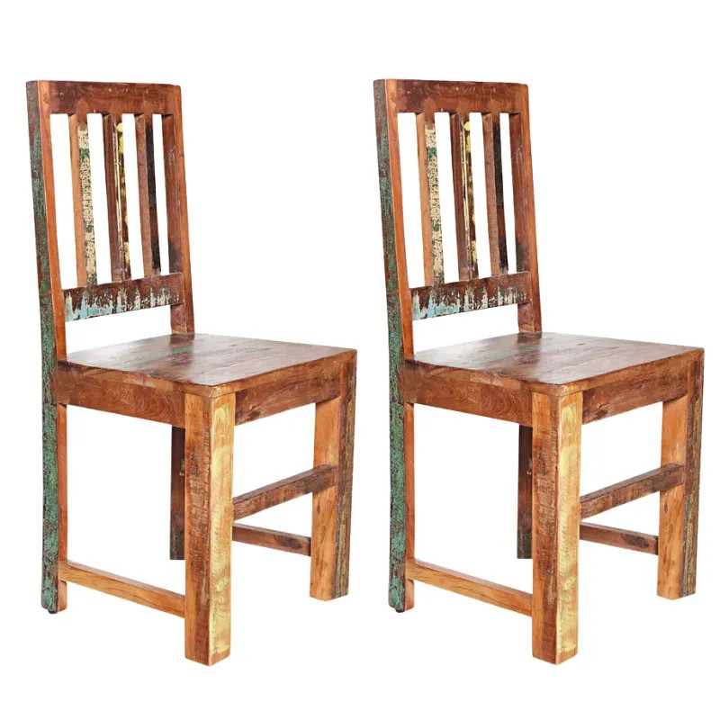 Lot de 2 chaises en bois recyclé coloré JAKARTA 95cm
