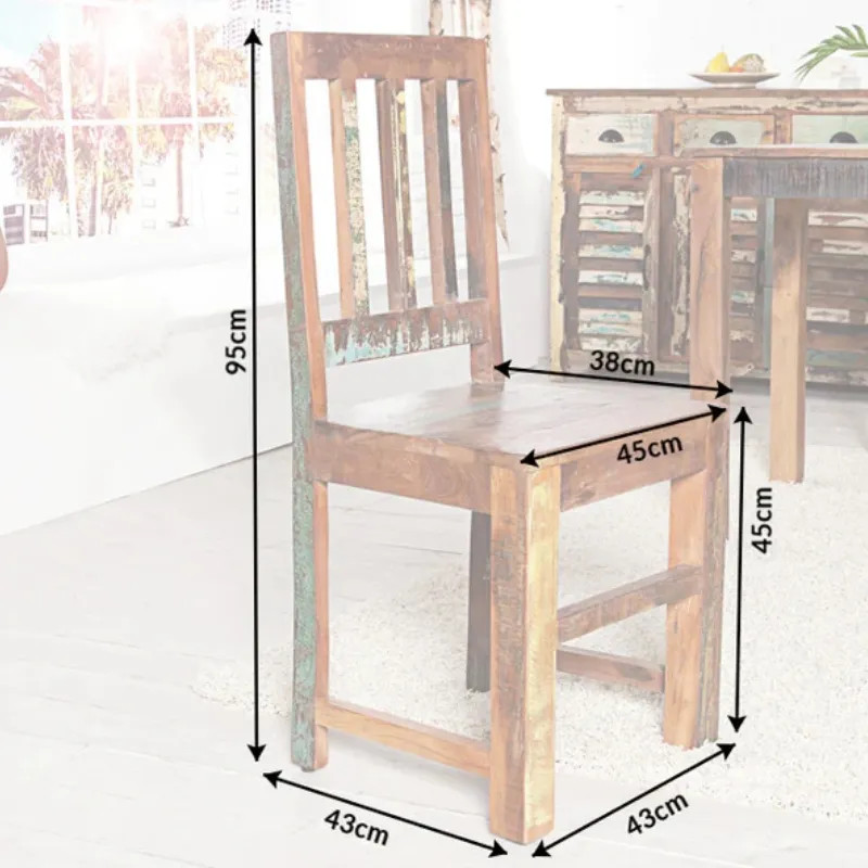Lot de 2 chaises en bois recyclé coloré JAKARTA 95cm