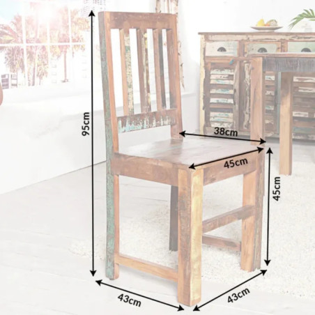 Lot de 2 chaises en bois recyclé coloré JAKARTA 95cm