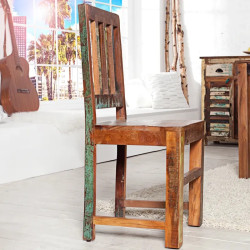 Lot de 2 chaises en bois recyclé coloré JAKARTA 95cm
