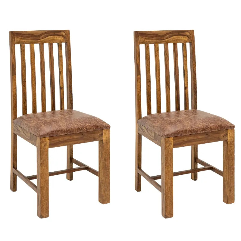 Lot de 2 chaises en palissandre et microfibre MAKASSAR