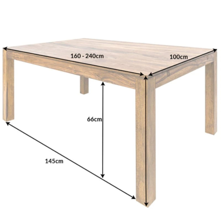 Table à manger extensible en palissandre LAGOS 160-240cm
