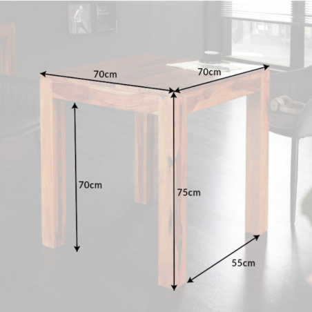 Table à manger carrée en palissandre LAGOS 70cm