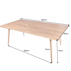 Table à manger acacia massif MYSTIC LIVING 160cm style scandinave