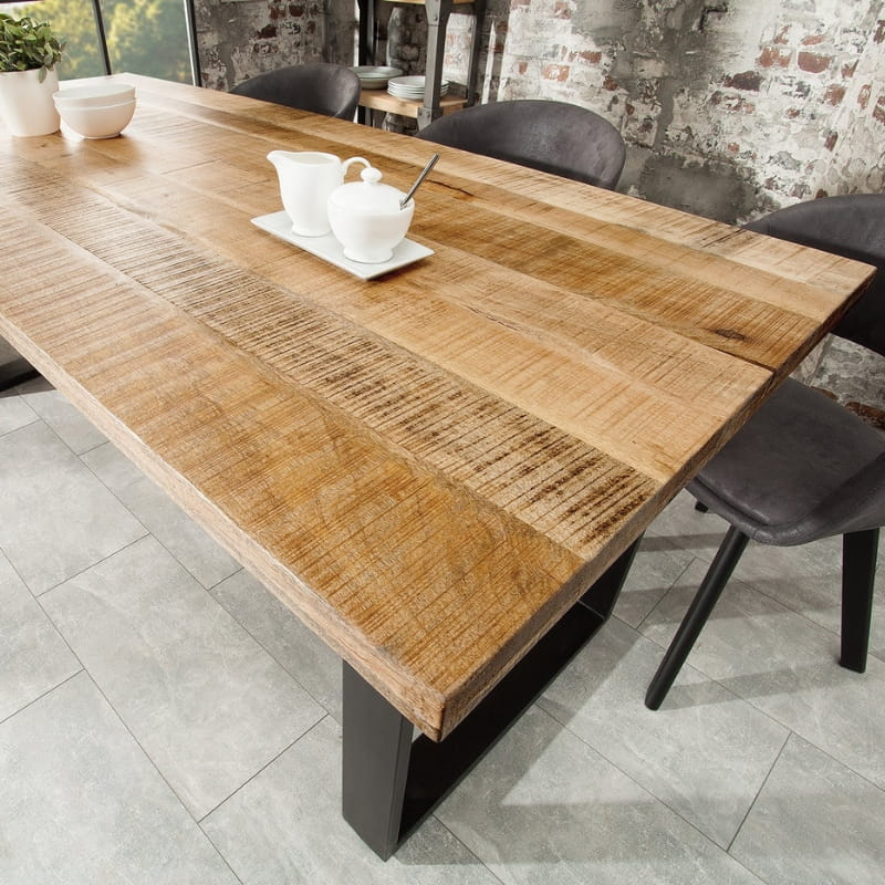 Table à manger industrielle manguier IRON CRAFT 180cm pieds U