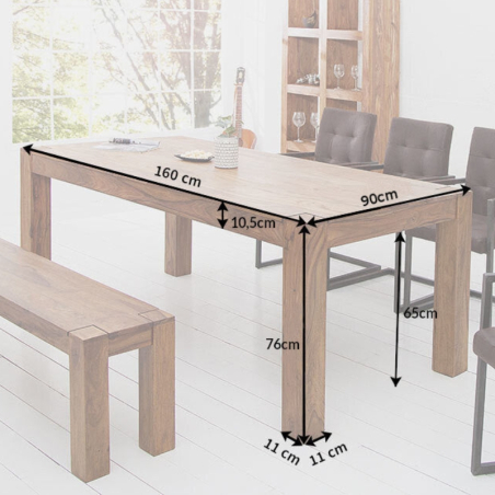 Table à manger palissandre MAKASSAR 160cm style colonial