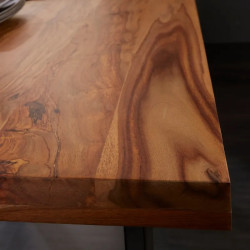 Table à manger industrielle palissandre IRON CRAFT 140cm pieds U