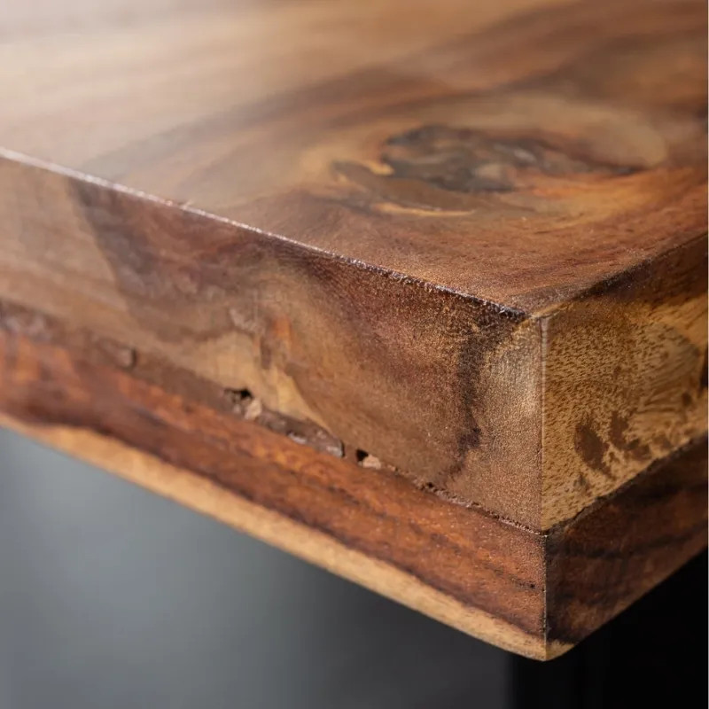 Table à manger industrielle palissandre IRON CRAFT 140cm pieds U