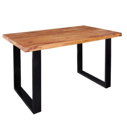 Table à manger industrielle palissandre IRON CRAFT 140cm pieds U