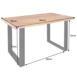Table à manger industrielle palissandre IRON CRAFT 140cm pieds U