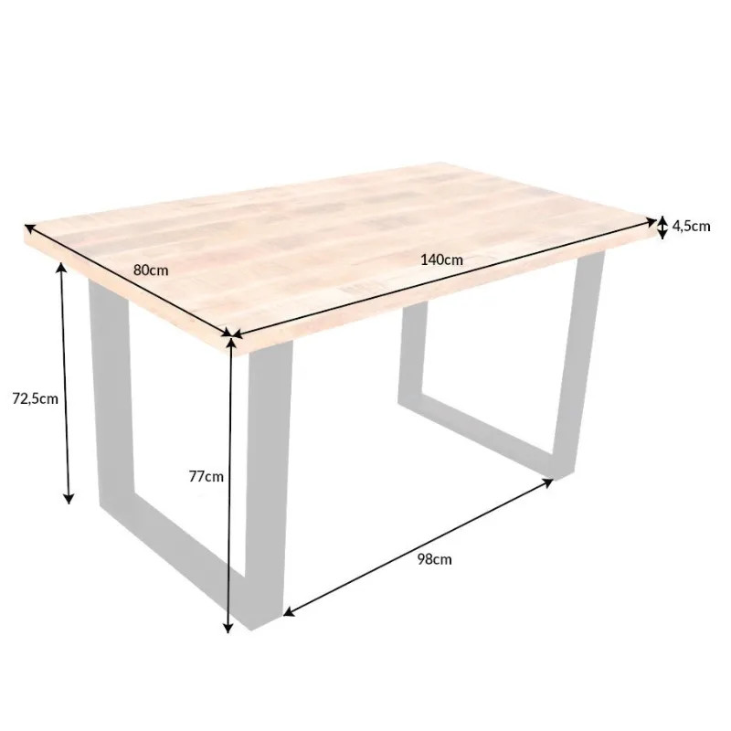 Table à manger industrielle manguier IRON CRAFT 140cm pieds U