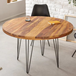 Table à manger ronde industrielle en palissandre MAKASSAR Ø 120cm