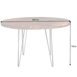 Table à manger ronde industrielle en palissandre MAKASSAR Ø 120cm
