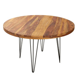 Table à manger ronde industrielle en palissandre MAKASSAR Ø 120cm