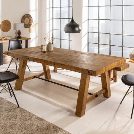 Table à manger rustique en pin recyclé FINCA 200cm