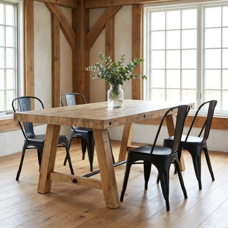 Table à manger rustique en pin recyclé FINCA 165cm