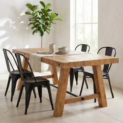 Table à manger rustique en pin recyclé FINCA 165cm