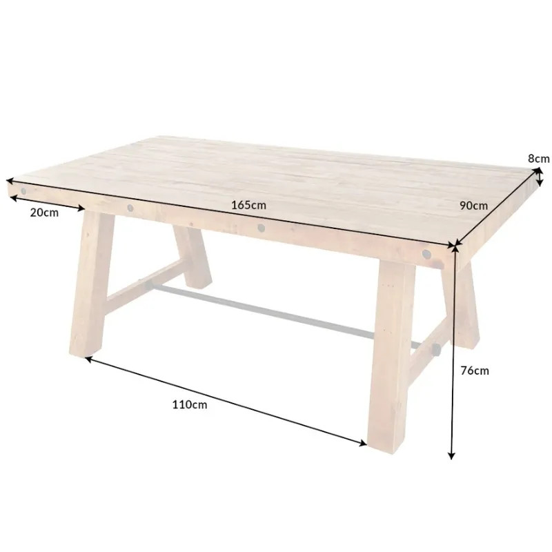 Table à manger rustique en pin recyclé FINCA 165cm