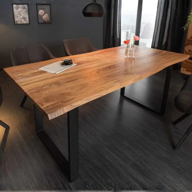 Table à manger industrielle acacia live edge MAMMUT 180cm