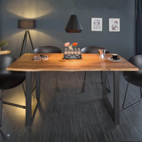 Table à manger industrielle acacia live edge MAMMUT 140cm