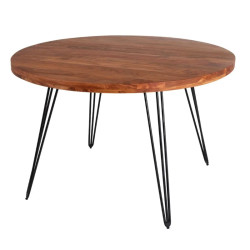 Table à manger ronde acacia et métal SCORPION Ø 120cm