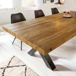 Table à manger industrielle en pin THOR 200cm pieds X