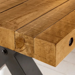 Table à manger industrielle en pin THOR 200cm pieds X