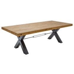 Table à manger industrielle en pin THOR 200cm pieds X
